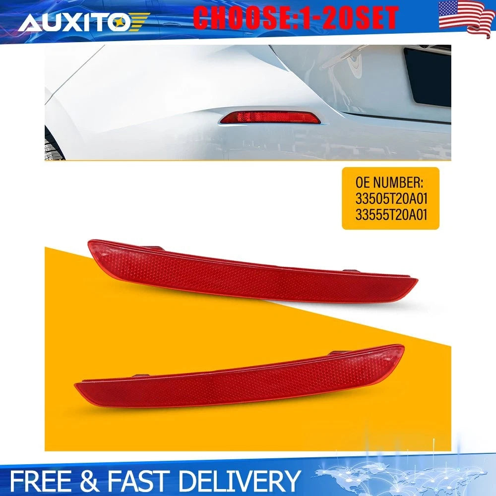 Set of 2 Red Rear Bumper Reflectors for Honda Civic Sedan (2022–2023)