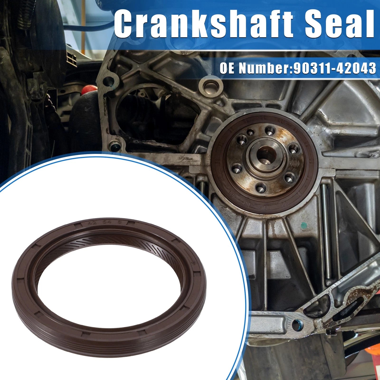 Engine Crankshaft Oil Seal for Toyota Tacoma (2009–2019) & Lexus IS250 Rubber 766549569353