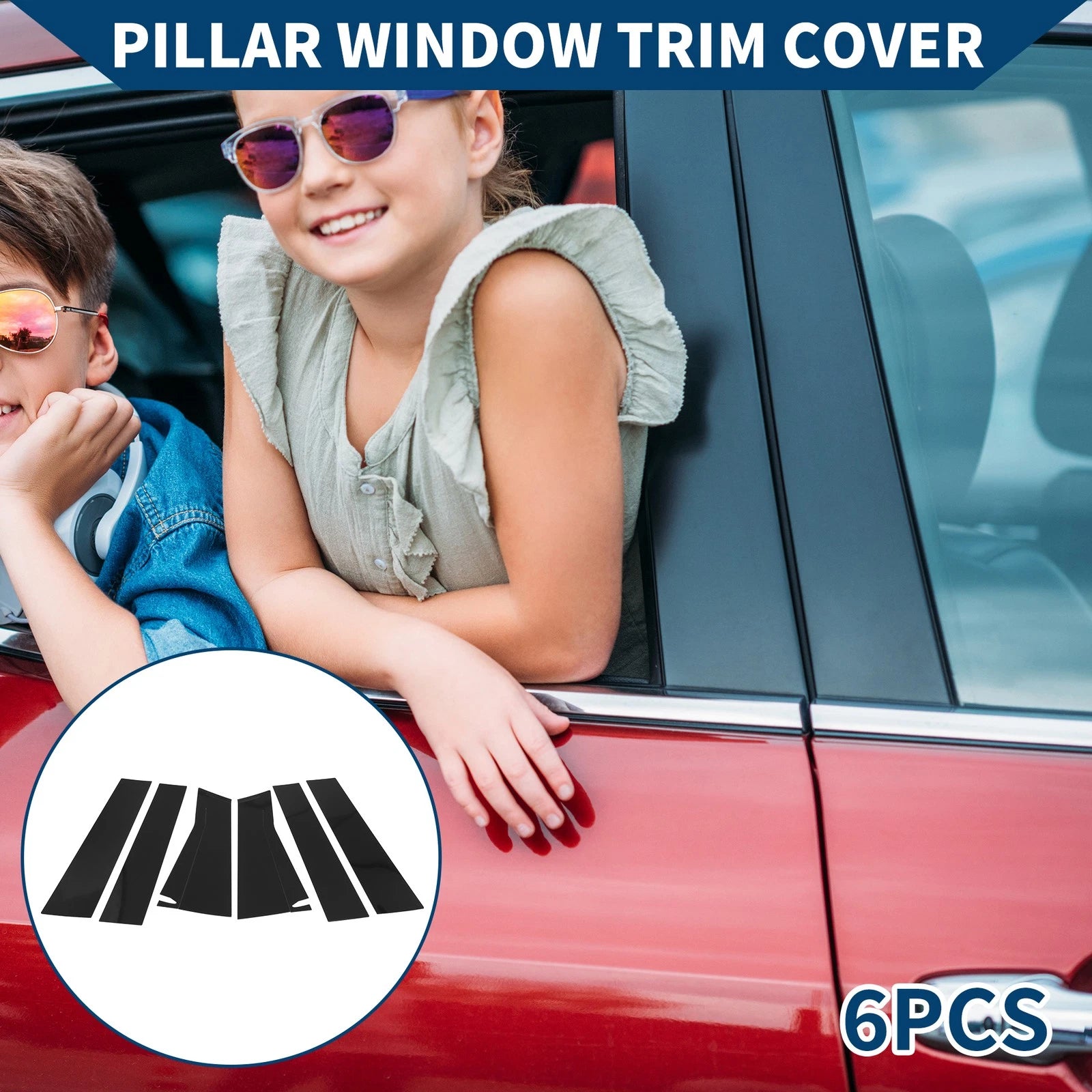 6 Pcs Door Pillar Window Trim for Honda HR-V (2023–2024) Black