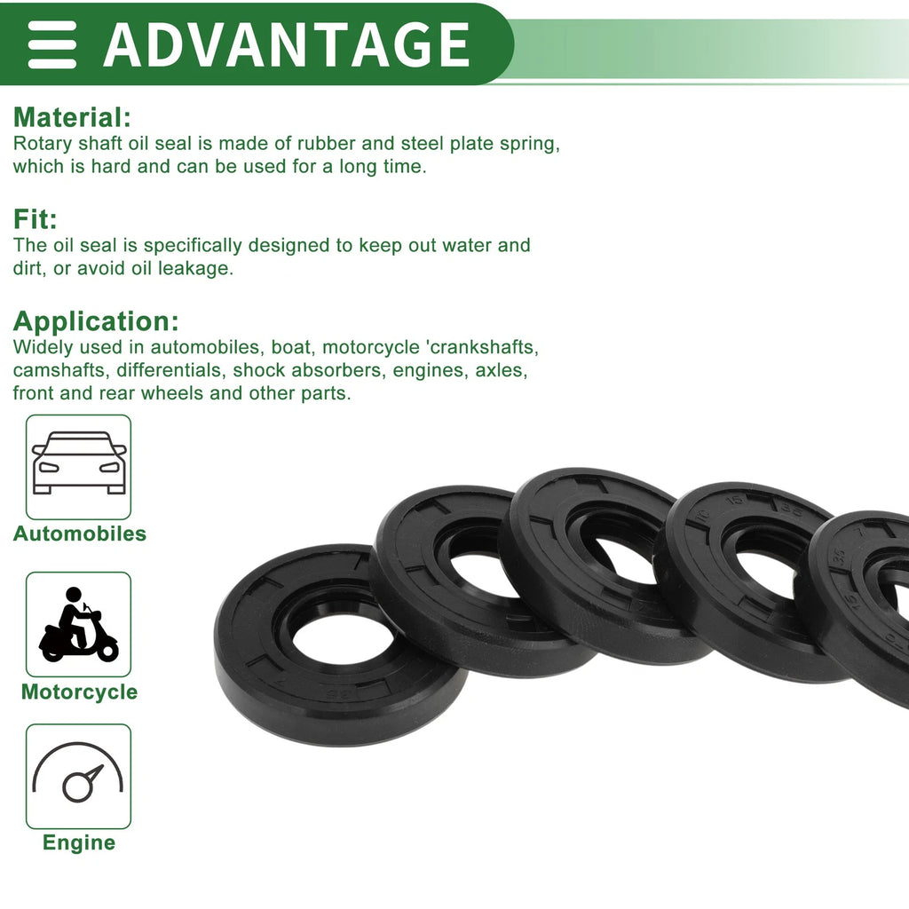 Set of 5 Oil Seal Rotary Shaft Seal NBR Rubber 15x35x7mm