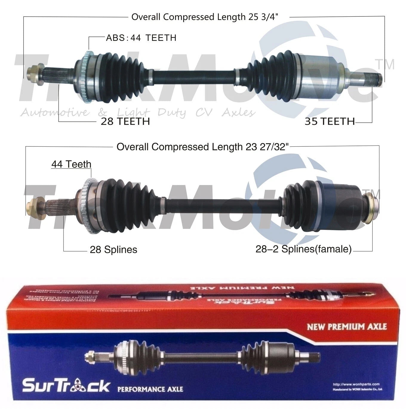 Set of 2 Front CV Axle Shafts for Ford Lincoln Mercury Hybrid (FWD)
