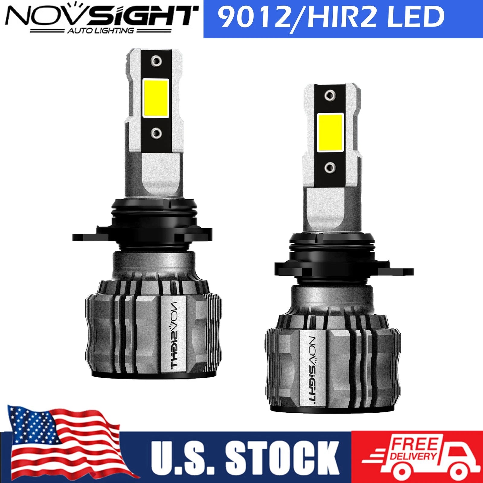 2X LED Headlight Kit Bulb 9012 HIR2 for High/Low Beam (6500K)