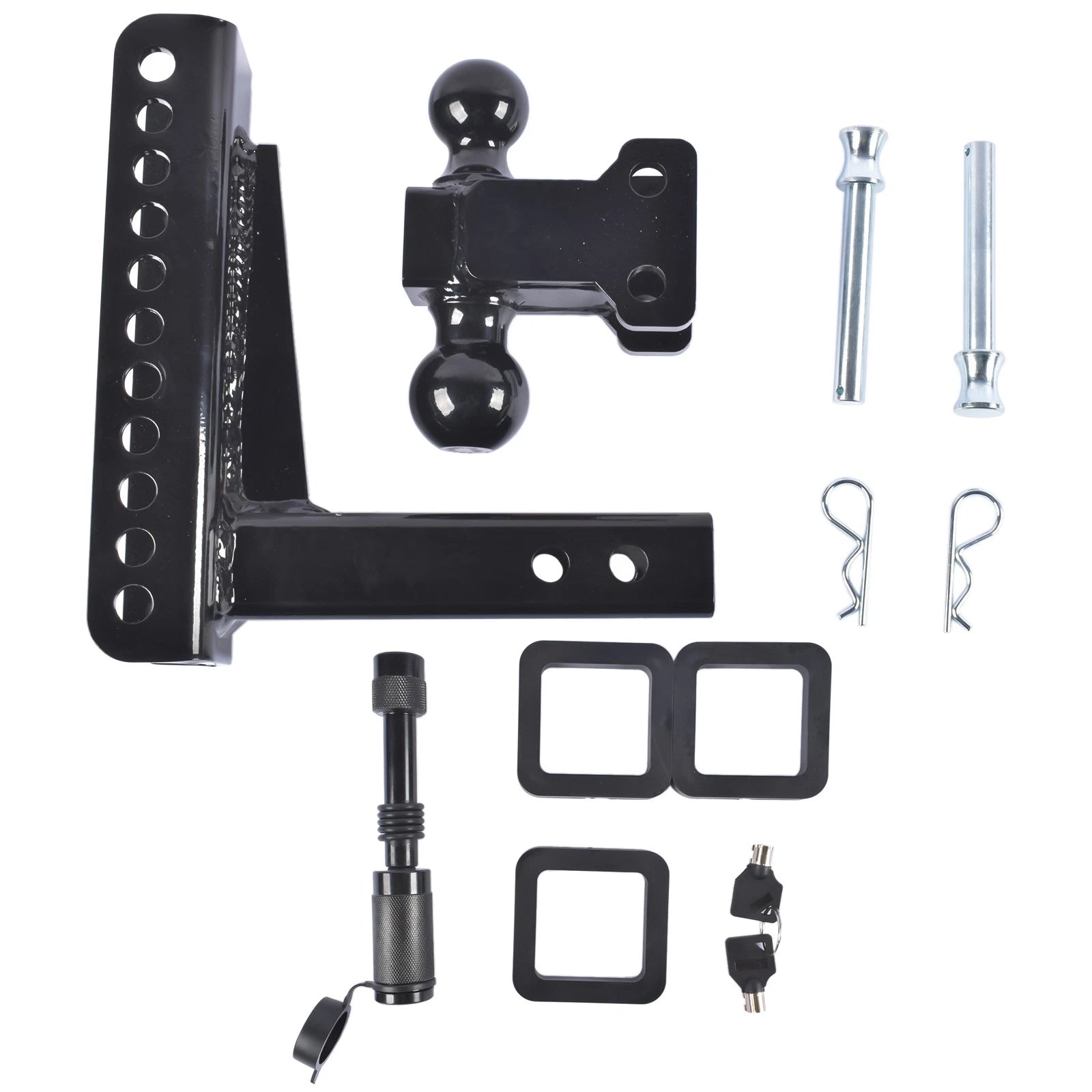 Adjustable Trailer Hitch 8" Drop/Rise w/ 2" & 2-5/16" Ball for 2" Receiver