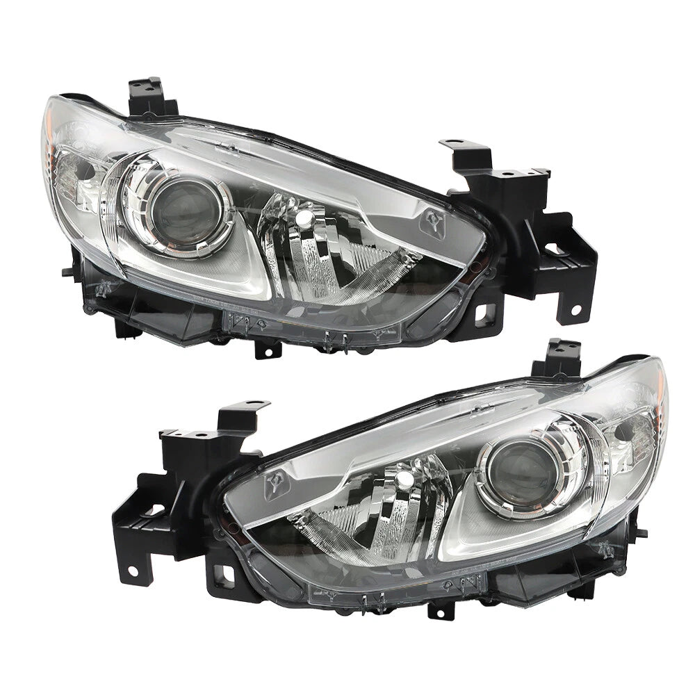 Set of 2 Halogen Chrome Headlights for Mazda 6 (2014–2017)