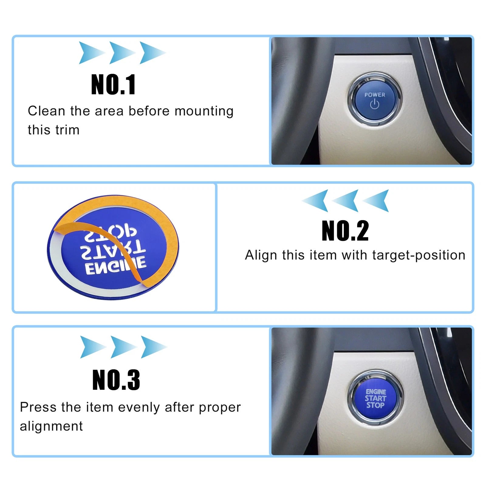 Auto Engine Start Stop Button Cover for Toyota Crown Royal GRS21 (2012–2018) Blue 767153060984