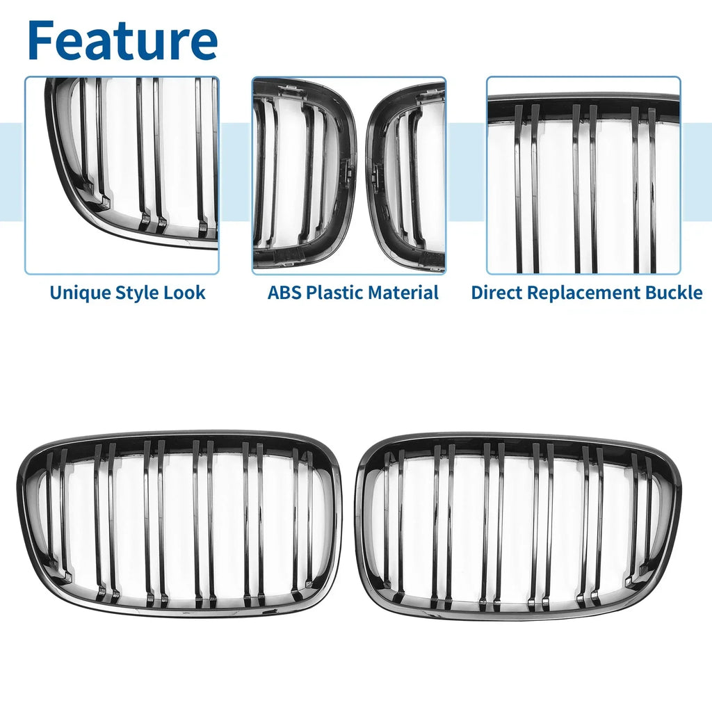 Pair Front Upper Bumper Grille for BMW 1 Series F20 (2011 - 2014) Double Slat