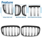 Pair Front Upper Bumper Grille for BMW 1 Series F20 (2011 - 2014) Double Slat