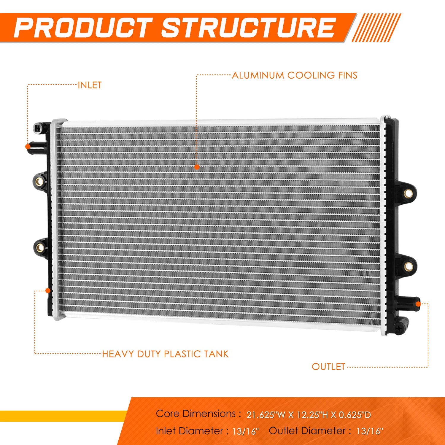 Aluminum OE Style Radiator for Cadillac CTS, Chevy Camaro 6.2L (2012–2021) DPI-13654