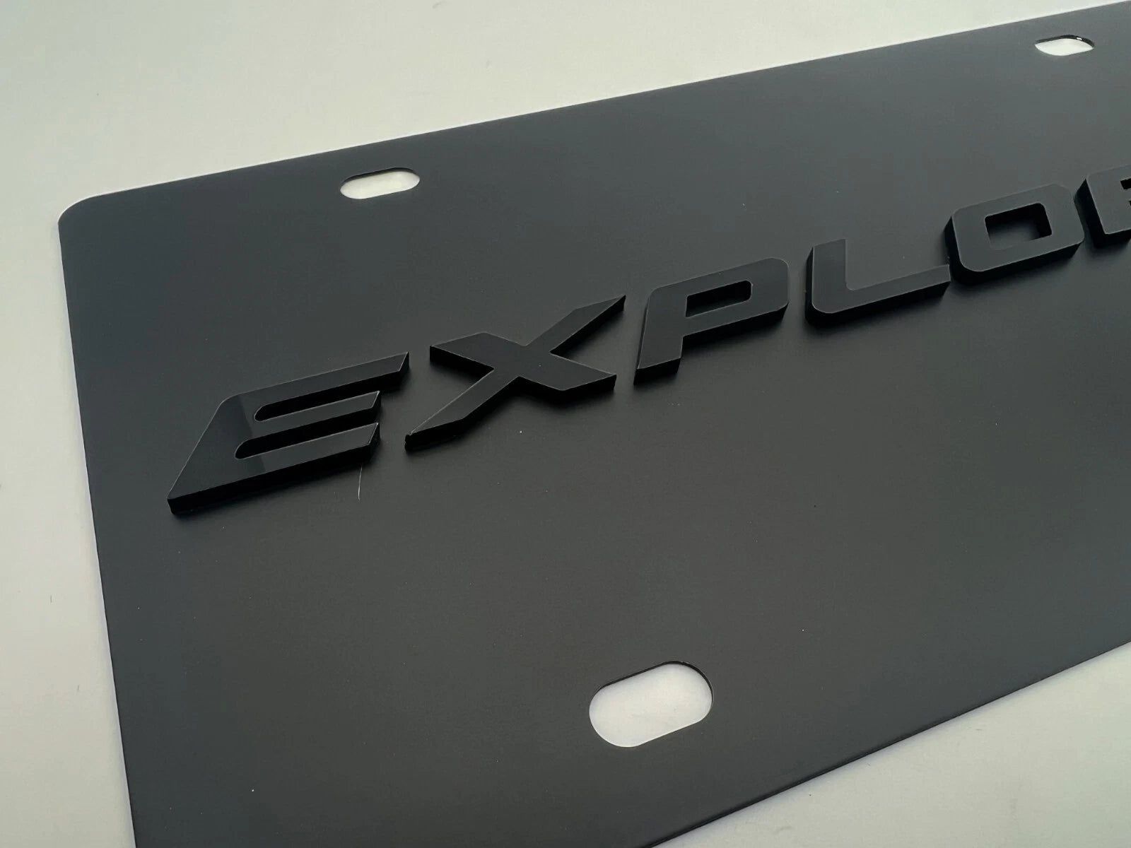 Black Metal License Plate with 3D Ford Explorer Script for Ford Explorer (2011–2019)