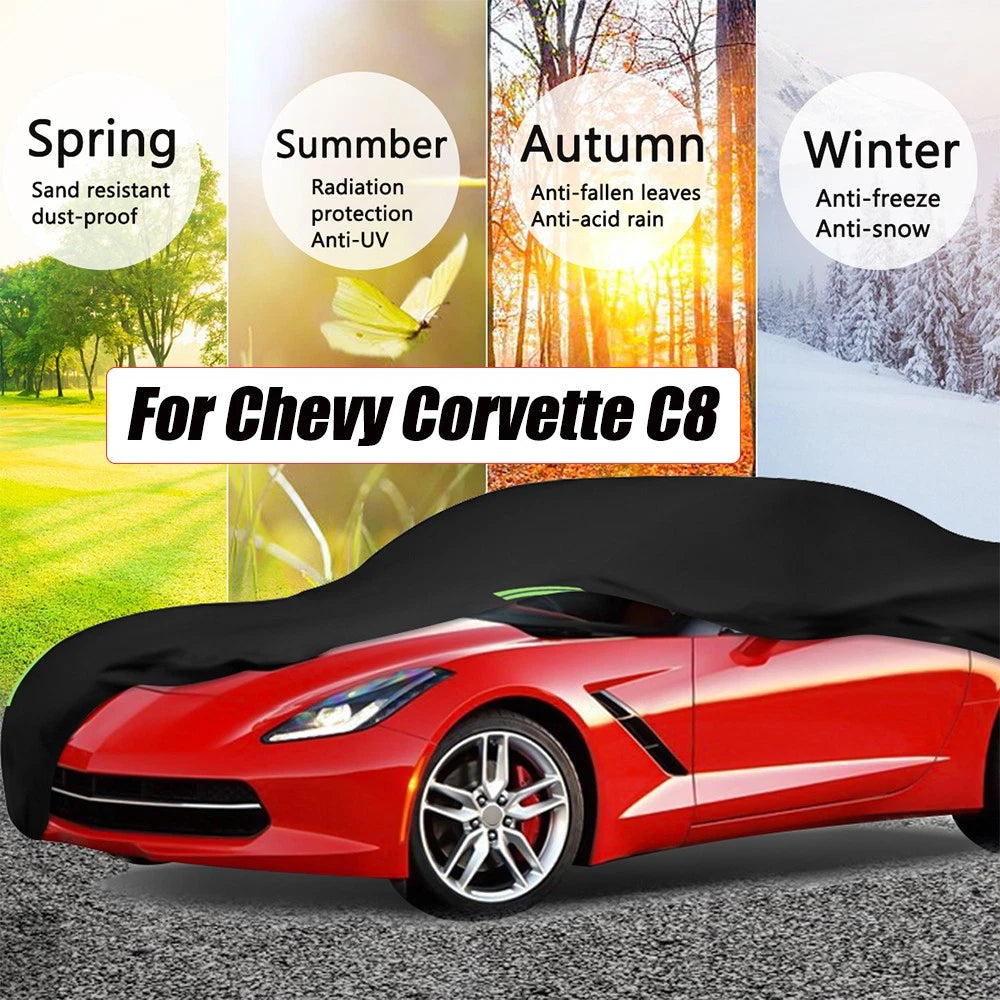 Full Car Cover for Chevy Corvette C8 (2020–2023) UV Snow Dust Rain Resistant