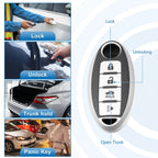 Silicone Key Fob Case Cover for Nissan Cabstar (2008–2009) Silver Tone