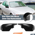 Pair Rearview Mirror Cover Cap Gloss Black for BMW E39 E46 325i 328i (1998–2005)