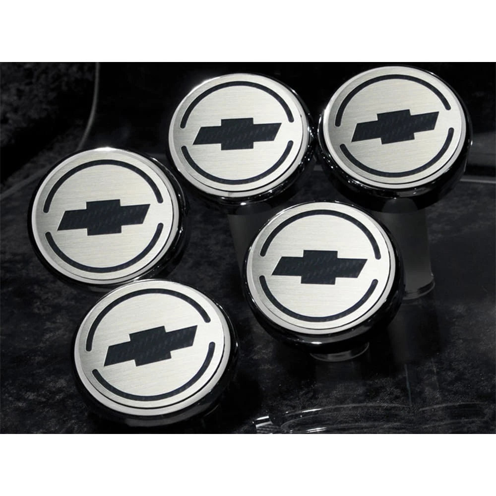 Chrome Cap Covers w/Ornge Carbon Fiber Bowtie Inlay for 97-13 Corvette Automatic