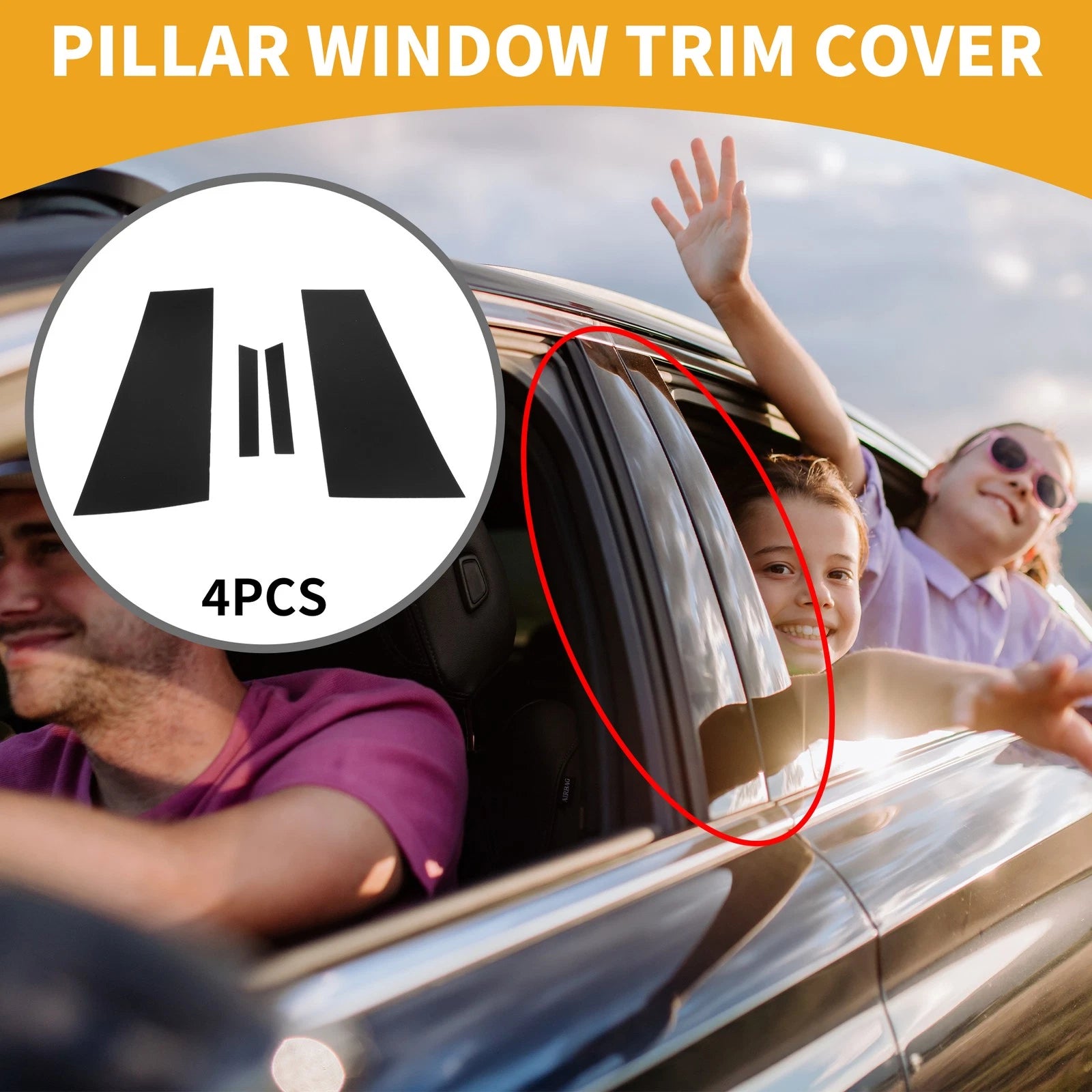 Set of 4 Car Pillar Window Trim Covers for Mercedes Benz CLS-Class (2012–2016) Black