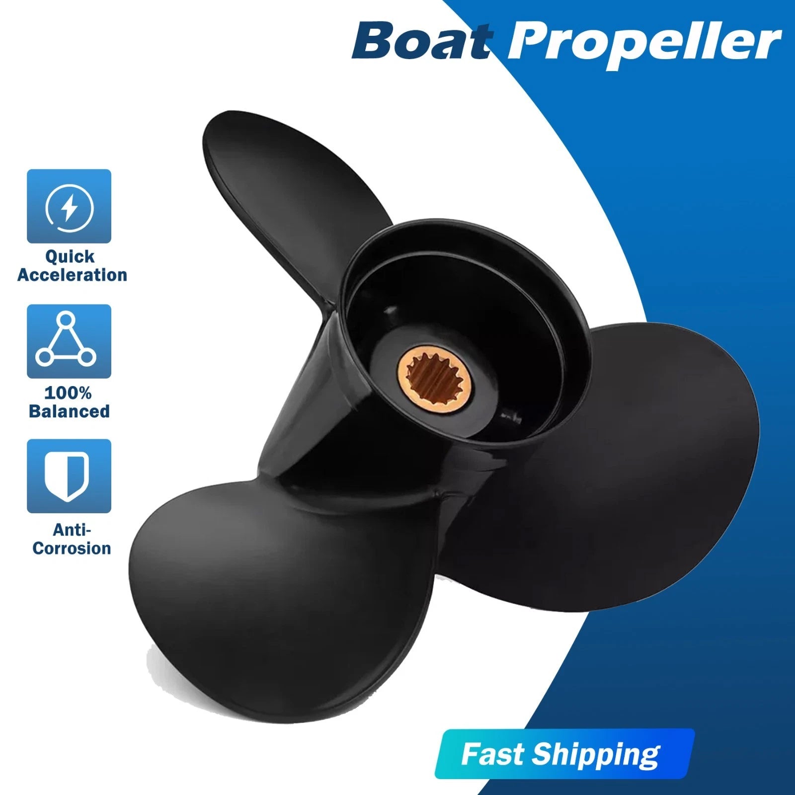 Outboard Propeller 9 1/4x11 for Evinrude/Johnson 8HP 9.9HP 15HP (13 Spline)