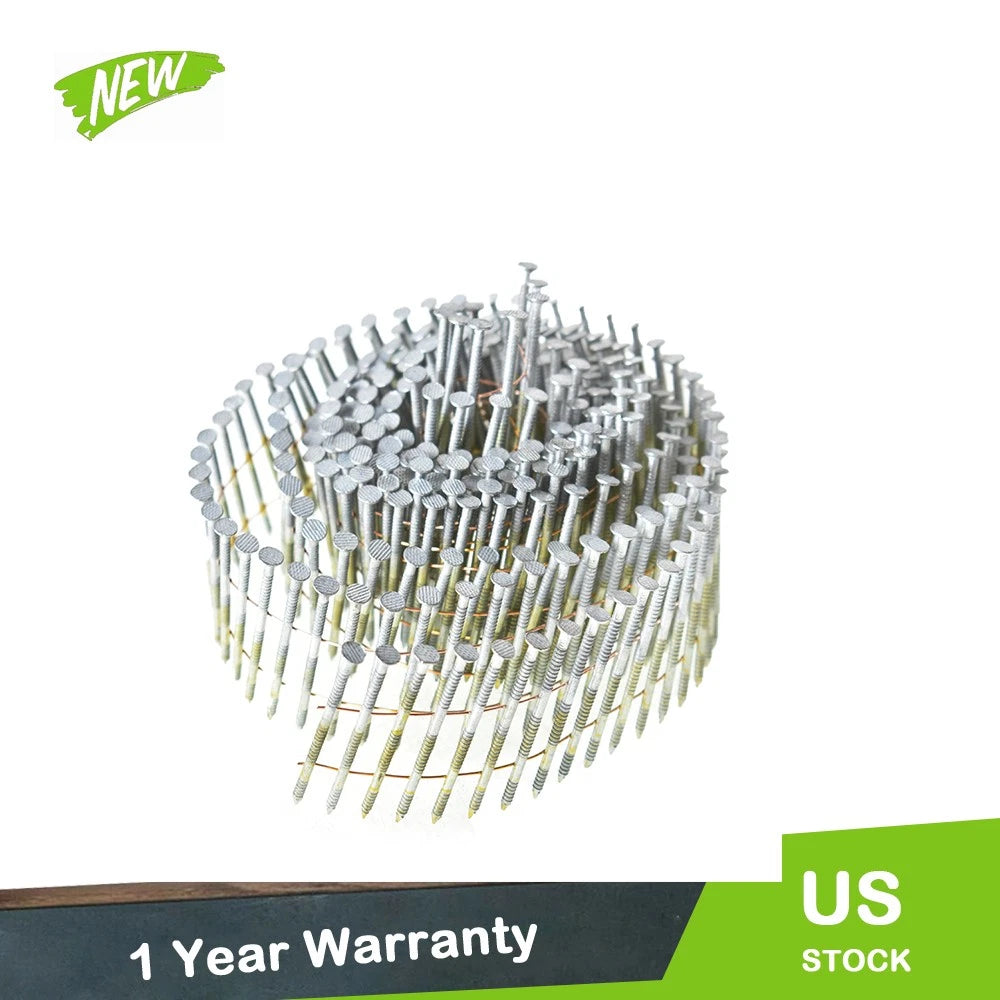 3600 Pcs 2" x 0.092" Siding Nails 15 Degree Collated Wire Coil Full Round Head