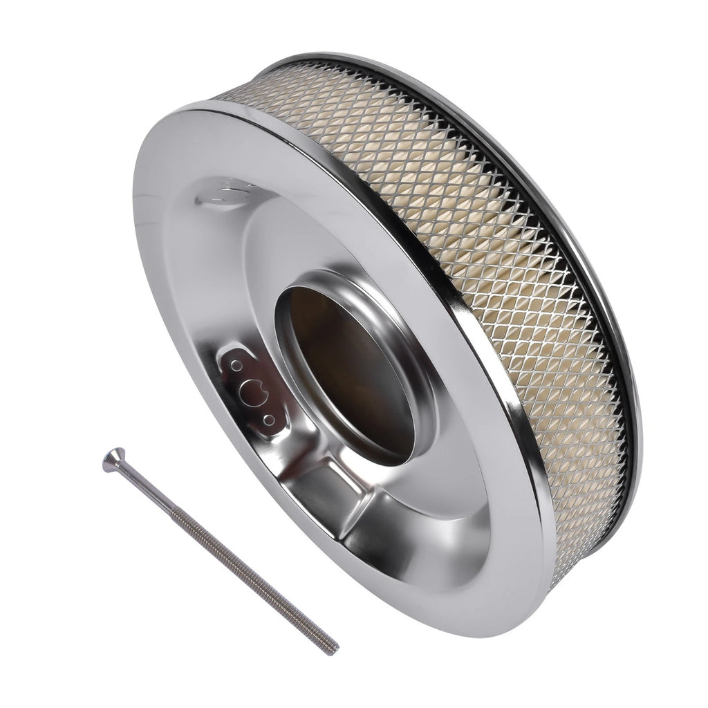 14" Half Finned Aluminum Air Cleaner for Universal Applications (Polished)