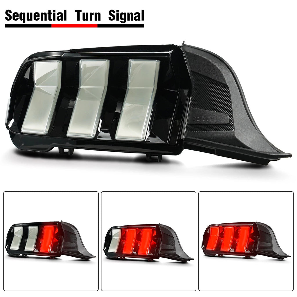 LED Tail Lights for Ford Mustang (2024) - Clear & Black Left + Right Pair
