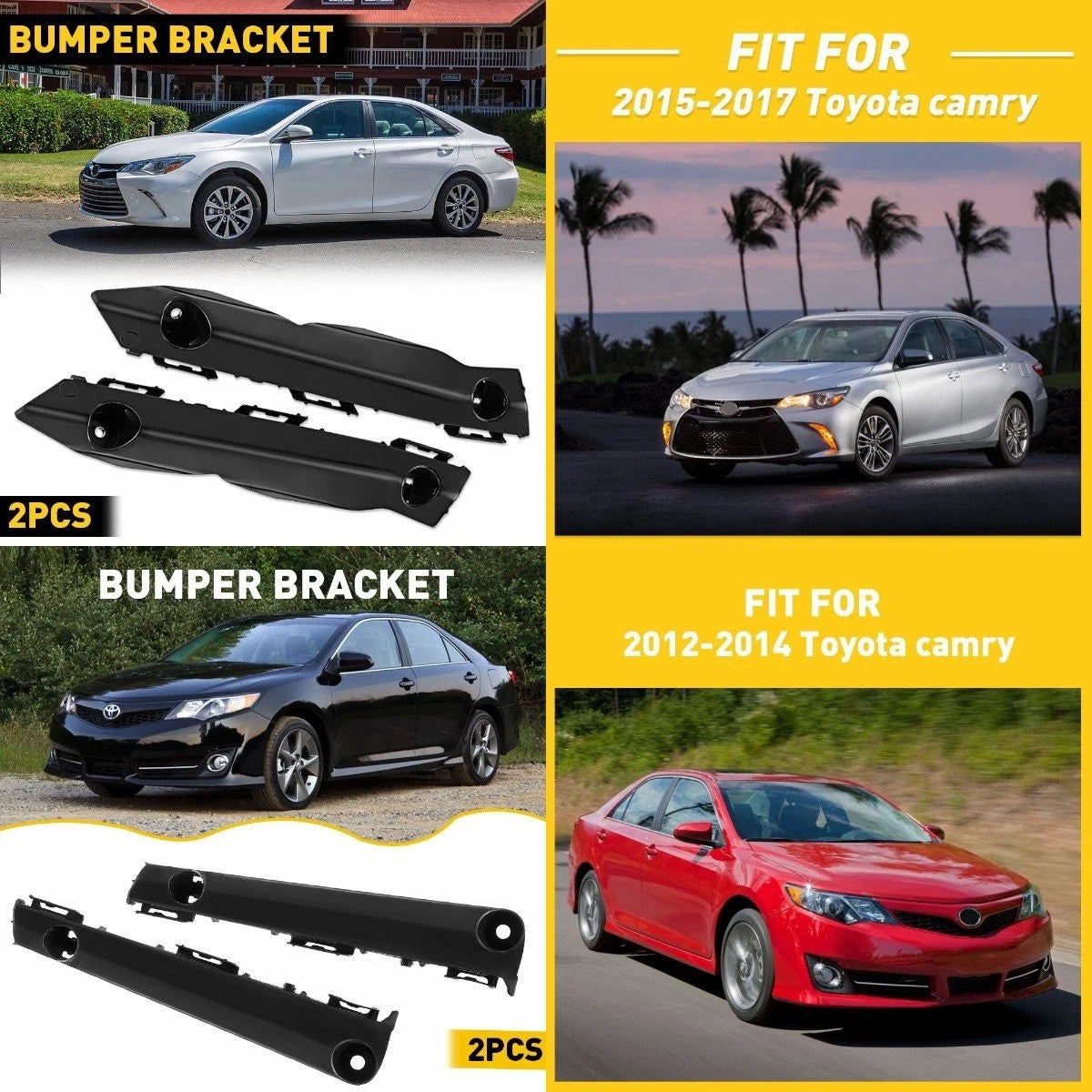 Set of 2 Bumper Brackets for Toyota Camry (2015–2017) Front Left & Right