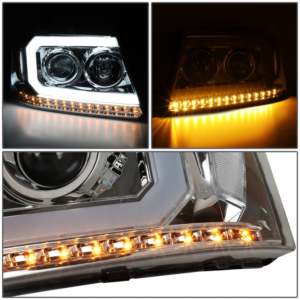 Chrome Clear LED DRL Sequential Signal Projector Headlights for Ford F150 (2004–2008)
