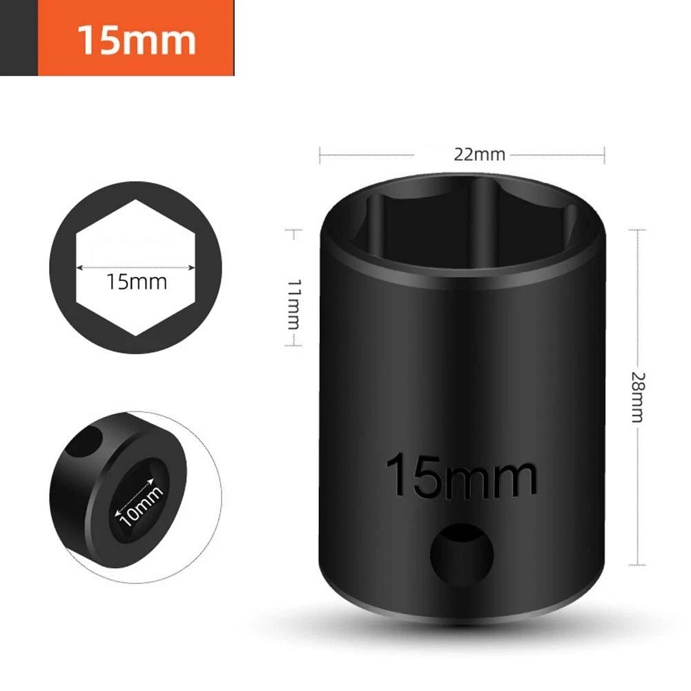 3/8 Inch Drive Hex Socket Adapter Set (8mm to 22mm)