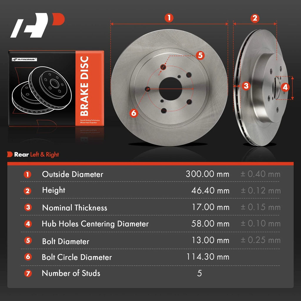 Rear Disc Brake Rotors for Subaru Outback WRX Legacy (2015–2023)