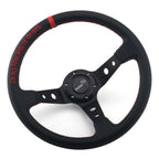 14" 345mm Deep Dish Carbon Fiber Leather Steering Wheel for Universal Fit