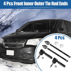 Set of 4 Tie Rod End Links for Dodge Caravan 