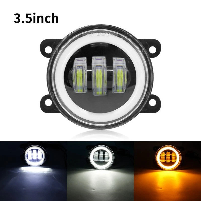LED Fog Lights 3.5 Inch White Yellow Ring for Offroad Vehicles