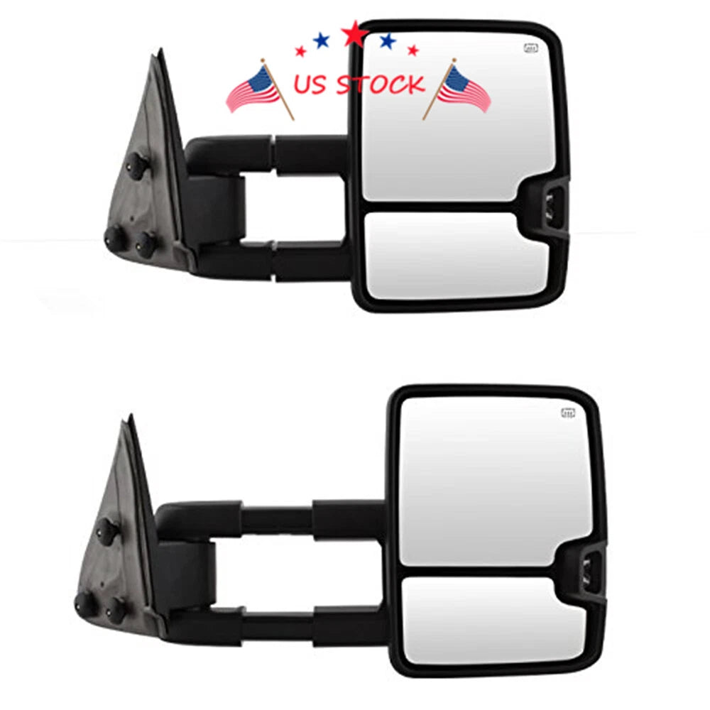 Pair Towing Mirrors for Chevy Silverado Sierra (2003-2006) Power Heated LED