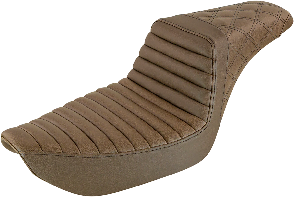 SADDLEMEN Step-Up Seat for Harley Dyna (Front Tuck-n-Roll/Rear Lattice Stitch)