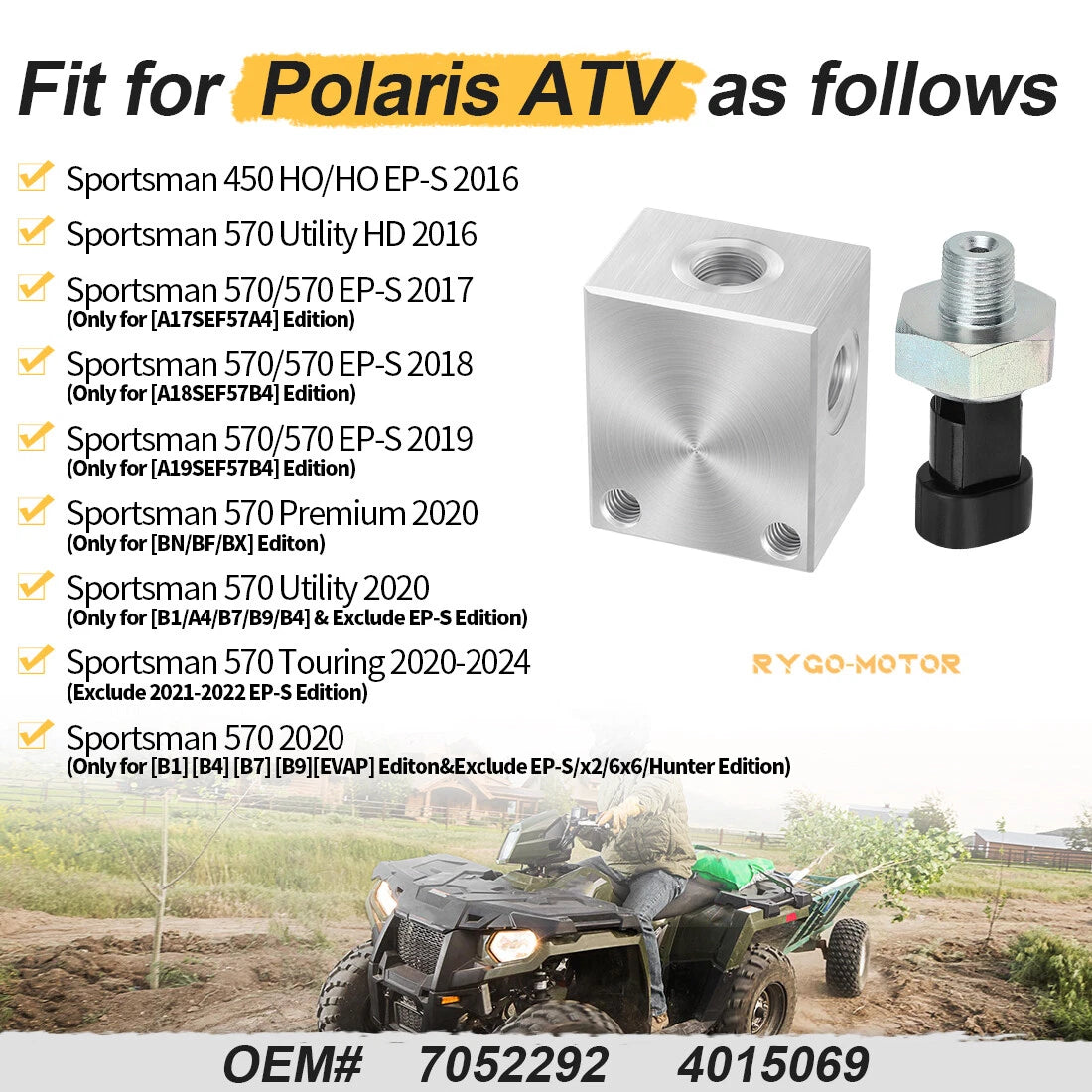 Front Fitting Cross & Brake Switch for Polaris Sportsman 450 570 (2016–2024)