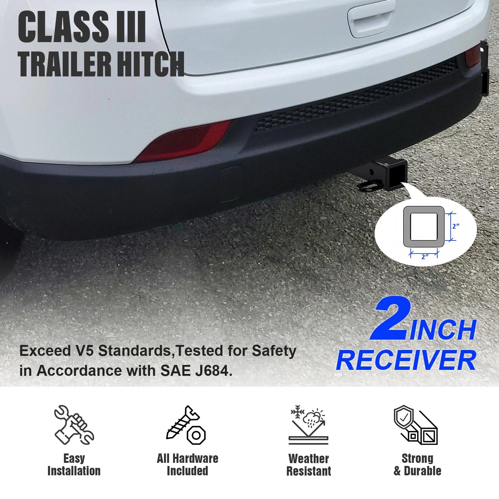 2 Inch Trailer Towing Hitch for Jeep Compass Patriot (2011-2017)