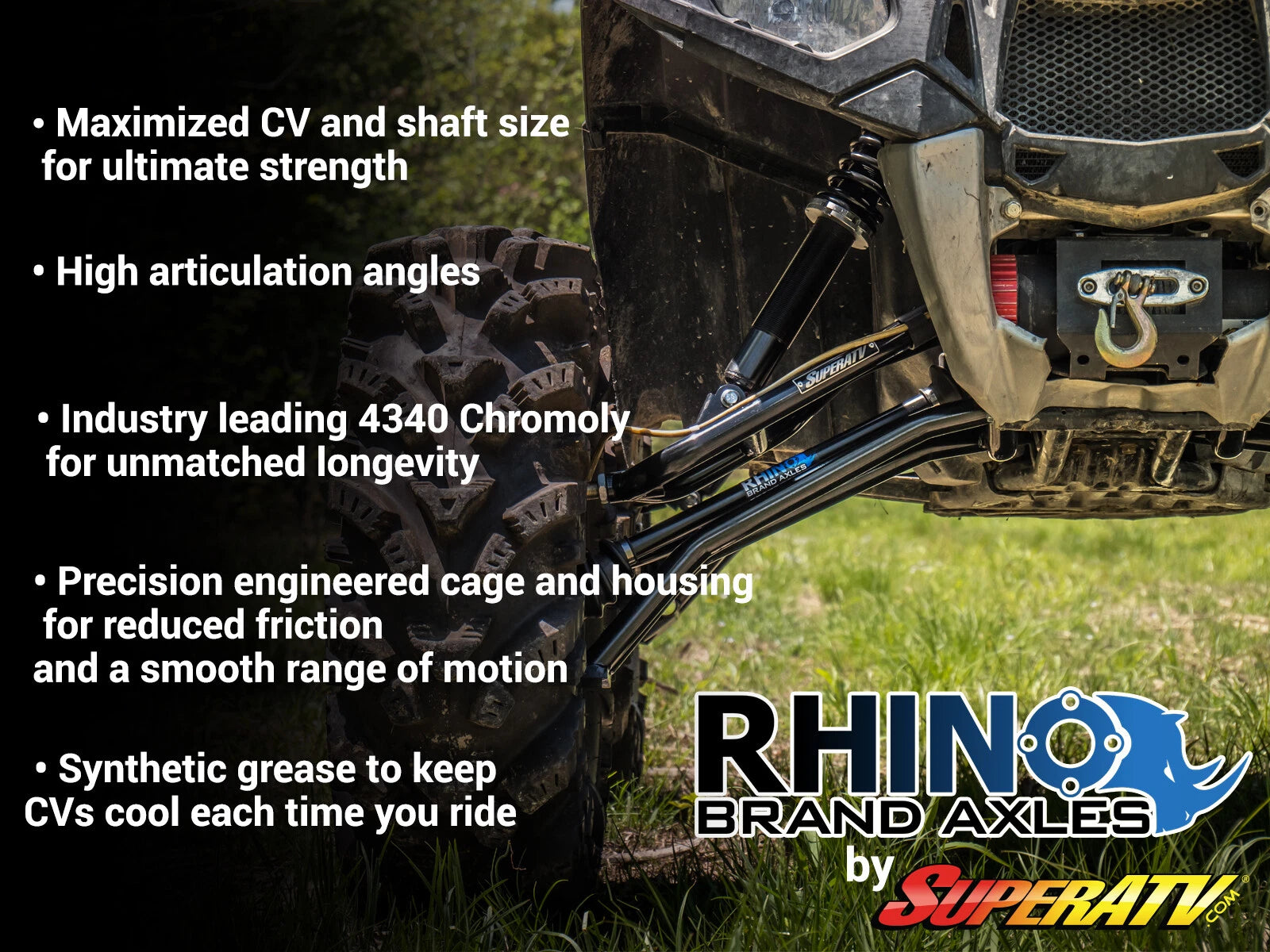 SuperATV Rhino Heavy Duty Rear Axle for Polaris Ranger XP 1000 (2019–2020)