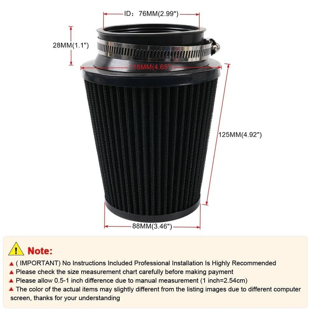 3" 76mm High Flow Inlet Dry Air Filter for