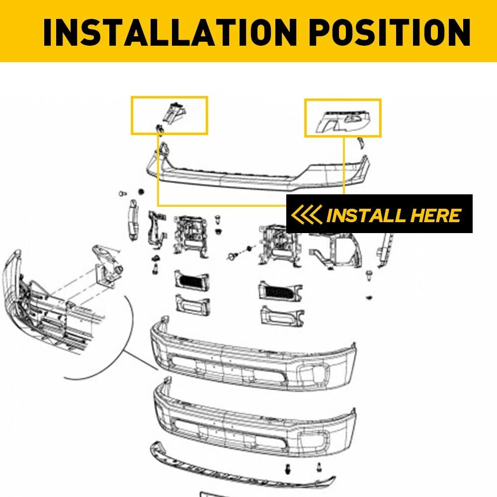 Set of 2 Front Left & Right Bumper Support Brackets for Ram 1500 Classic (2013–2019)