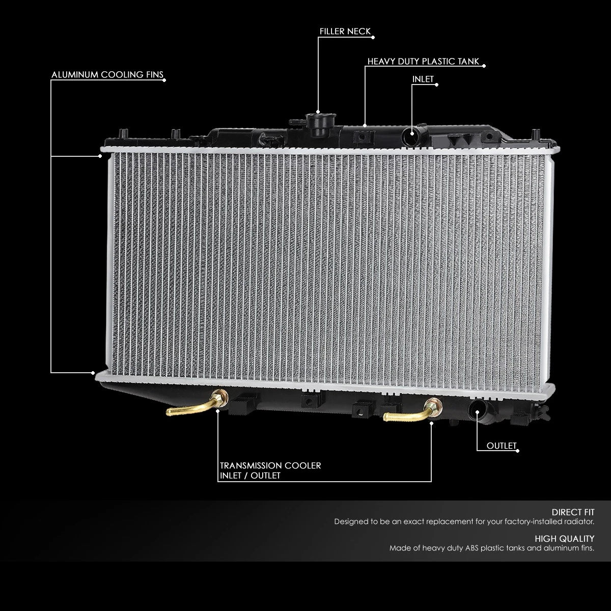 Aluminum Core Replacement Radiator for Honda Civic CRX (1988–1991) 886