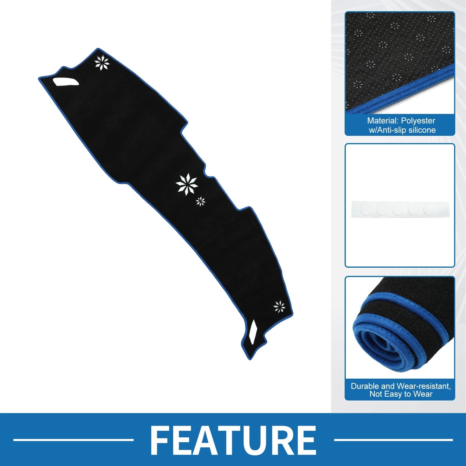Dashboard Cover Mat for Hyundai Sonata (2024) - Sun Protector Pad Black Blue