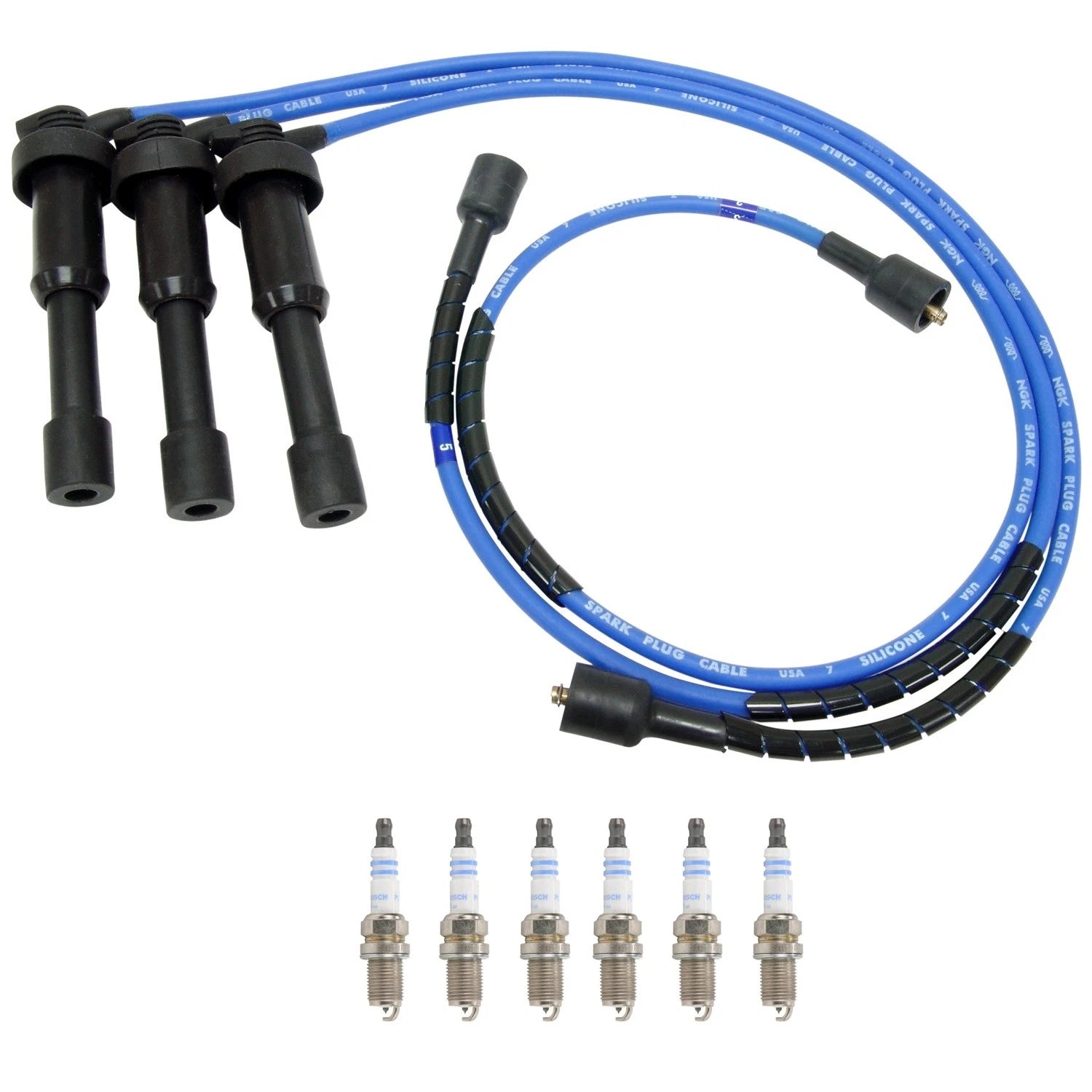 NGK Wire Set & Bosch 6 Platinum Spark Plugs for Amanti Santa Fe XG350 (2004–2006)
