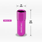 20Pc M12X1.25 Purple JDM Open-End Acorn Hex Wheel Lug Nut + Extension 25mm