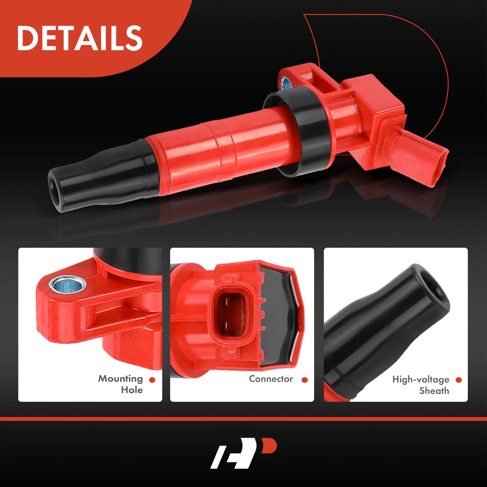 Set of 4 Red Ignition Coils for Hyundai Sonata Santa Fe Kia Optima Sorento