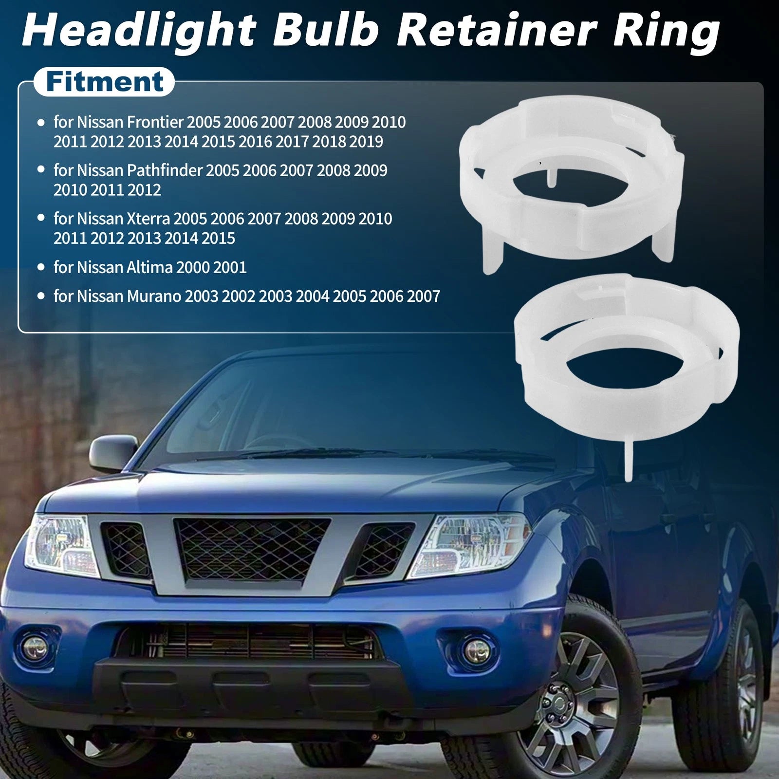 2pc Headlight Bulb Retainer Ring for Nissan Frontier Altima Murano (2005–2023) 260290Z800