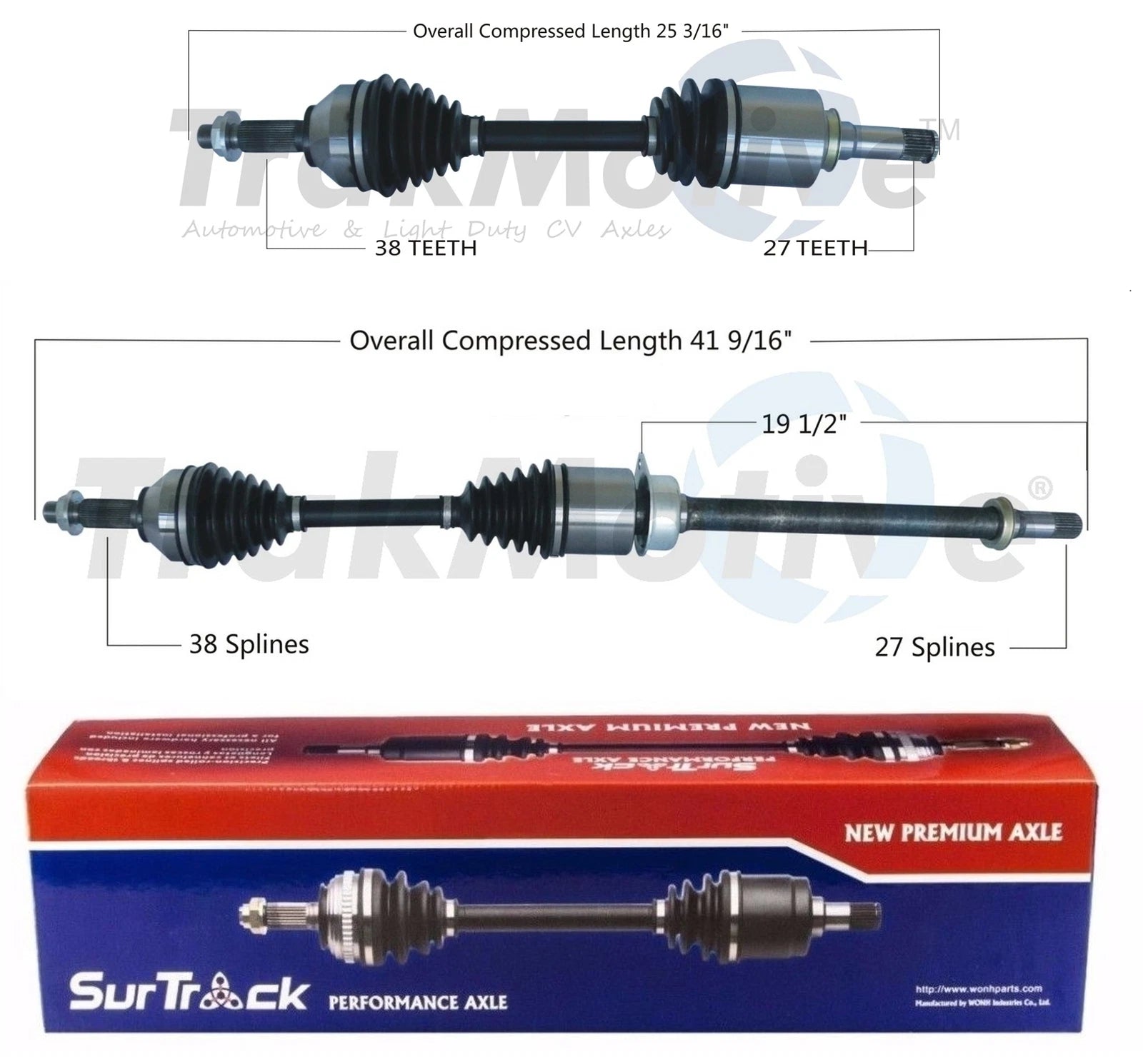 Set of 2 Front CV Axle Shafts for Ford Taurus (2008–2019)
