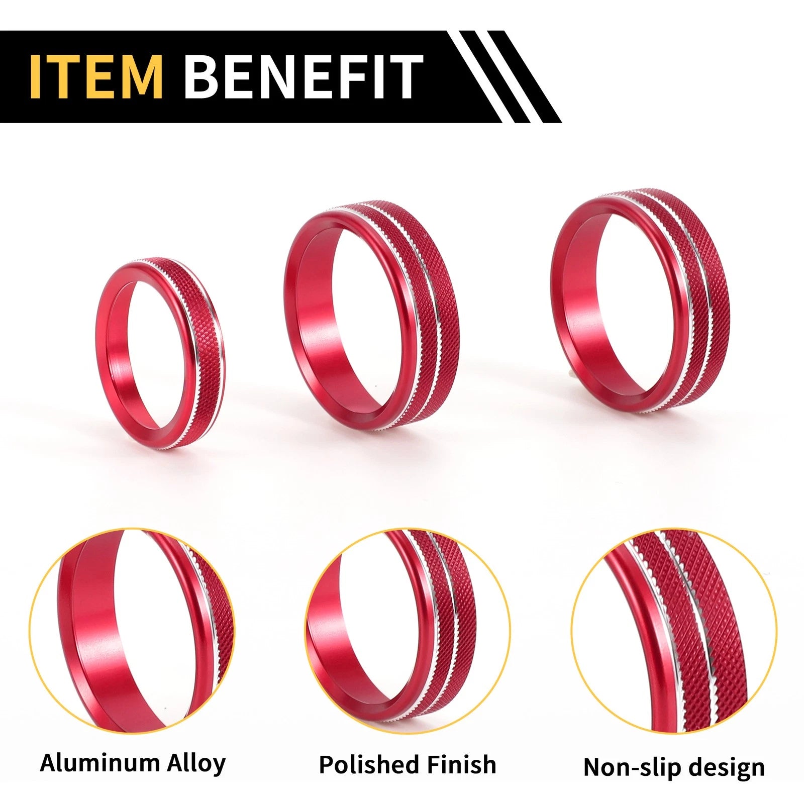 Air Conditioner Switch Knob Cover Ring for Ford F-150 (2015–2023) Red