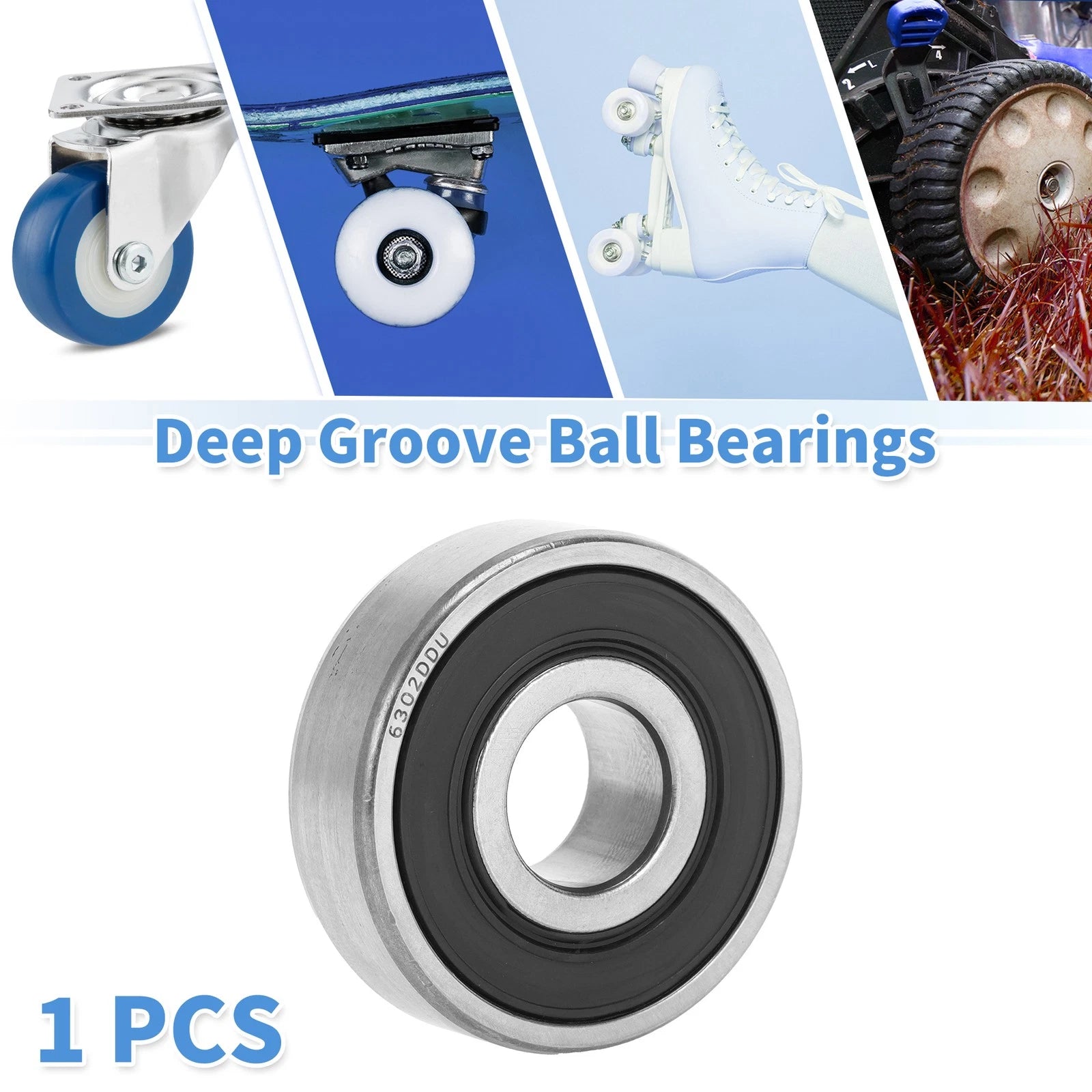 6302DDU Deep Groove Ball Bearing for Scooter Skateboard (15x42x13mm)