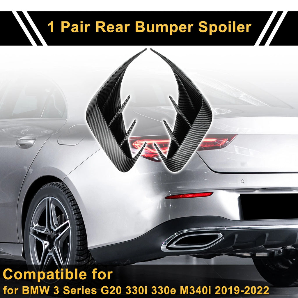 1 Pair Rear Bumper Spoiler for BMW 3 Series G20 (2019–2022) Black ABS