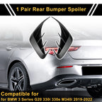 1 Pair Rear Bumper Spoiler for BMW 3 Series G20 (2019–2022) Black ABS