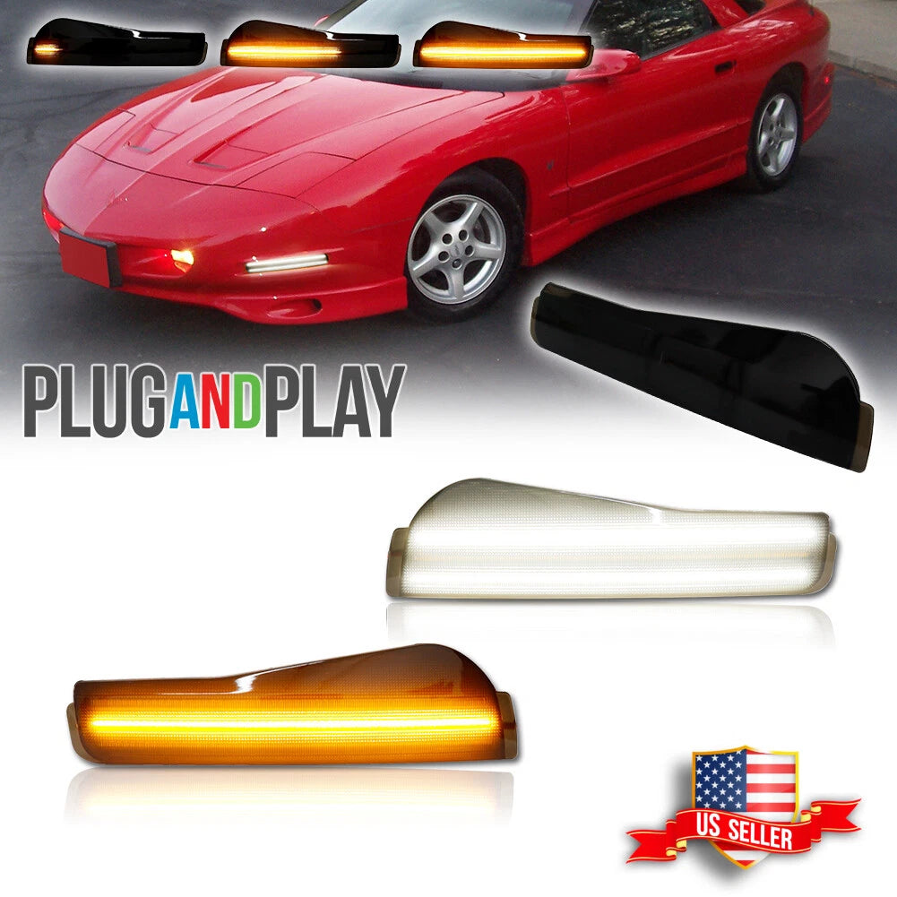 Switchback LED Smoke Front DRL Signal Lights for Pontiac Firebird Trans Am (1993–1997)