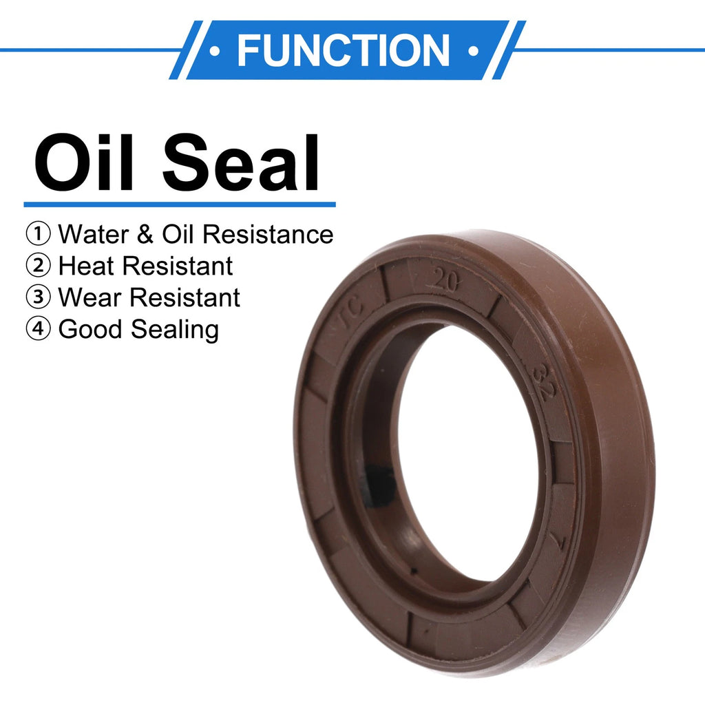 Set of 2 Oil Seal Rotary Shaft Seal FKM Rubber 20x32x7mm