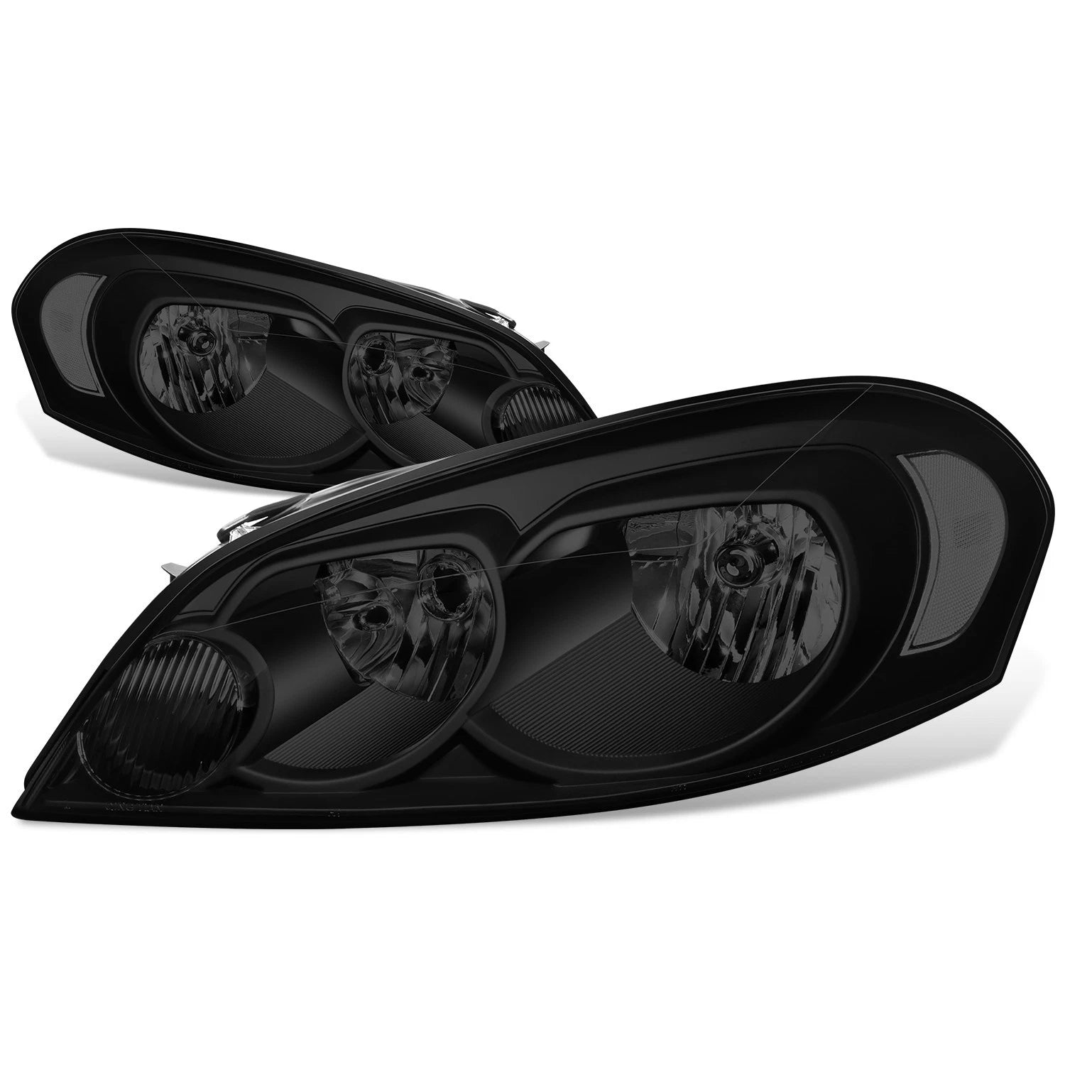 Set of 2 Smoked Housing Clear Corner Bumper Headlights for Chevy Impala (2006–2016)